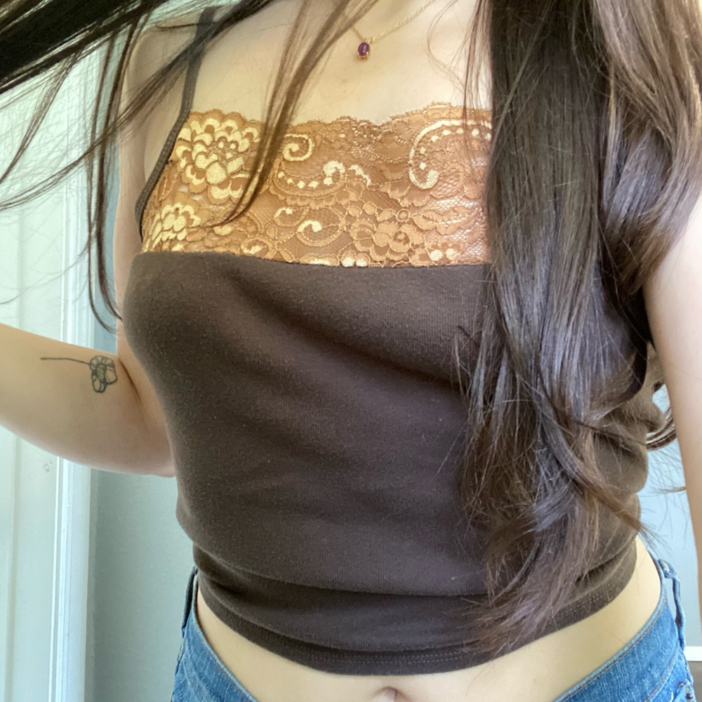 Brown lace cami top